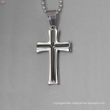 Wholesale simple silver pendant design, enamel black cross pendant